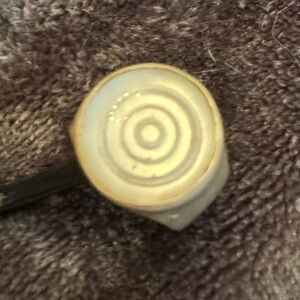 Vintage Lisa Jenks sterling silver ring with clear bulls eye size 6.5